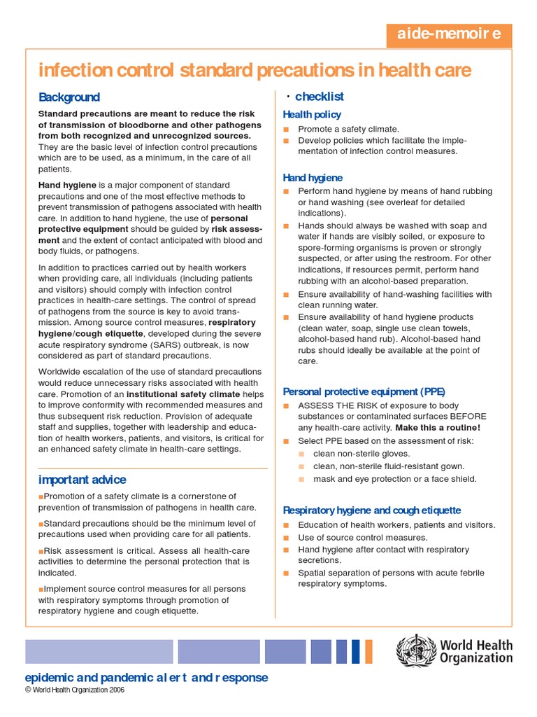 WHO On Infection Control | PDF | Infection Control | Hygiene