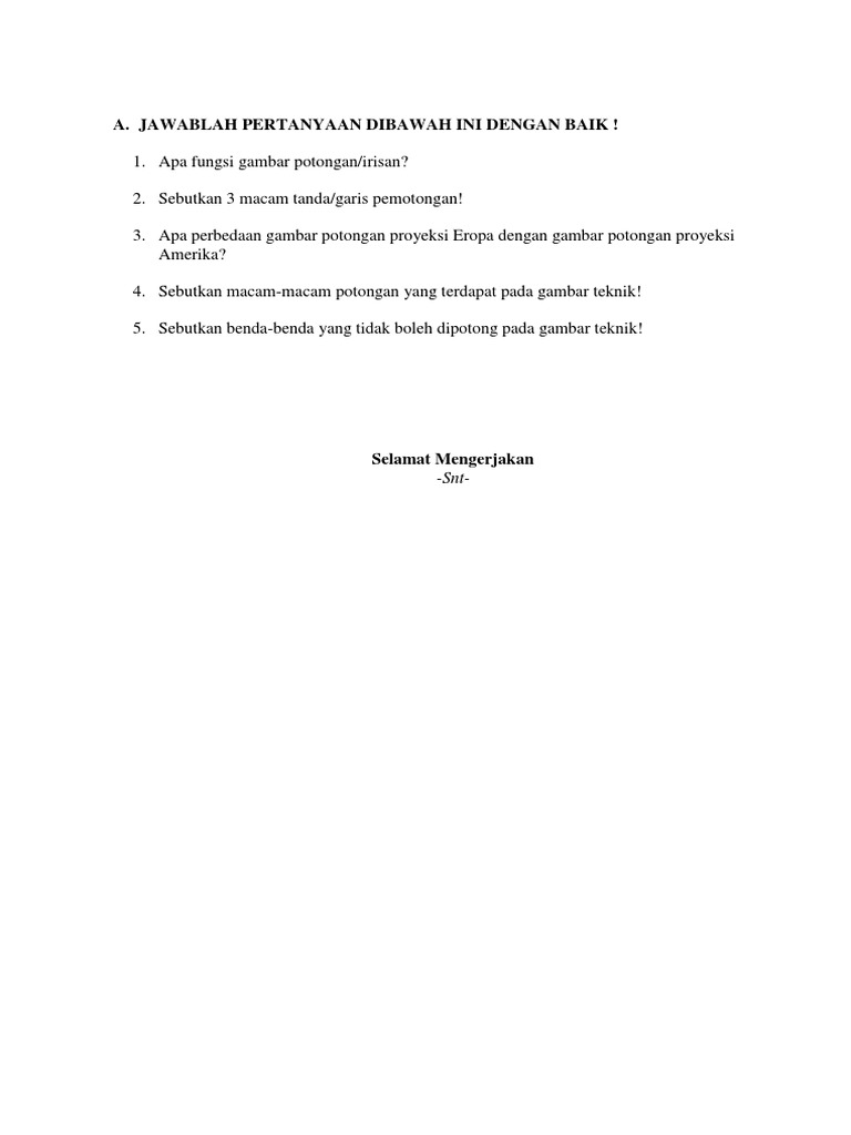 Soal Essay Gambar Teknik  PDF