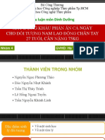 Dinh Dưỡng XÂY DỰNG KHẨU PHẦN ĂN CẢ NGÀY CHO ĐỐI TƯỢNG NAM LAO ĐỘNG CHÂN TAY 27 TUỔI, CÂN NẶNG 75KG