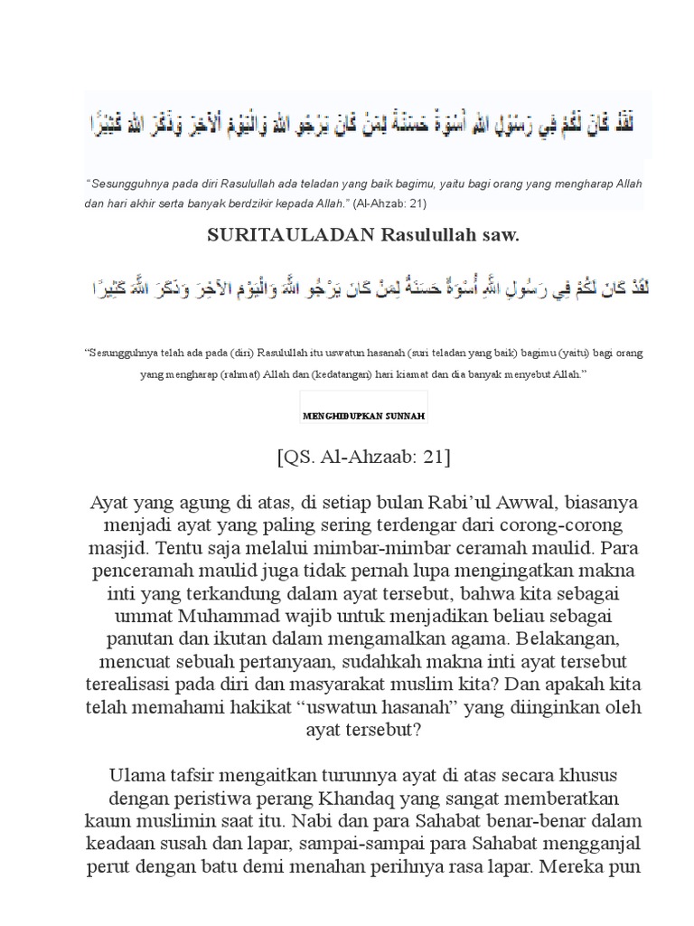 Sesungguhnya Pada Diri Rasulullah Ada Teladan Yang Baik Bagimu