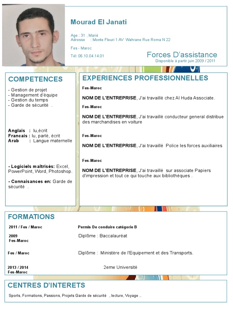 Exemple De CV Marocain De Mourad El Janati PDF