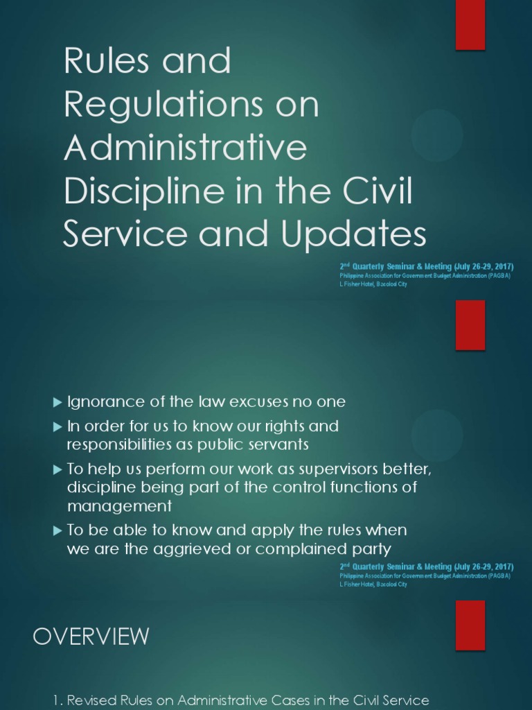 Rules and Regulations On Administrative Discipline in The Civil Service ...