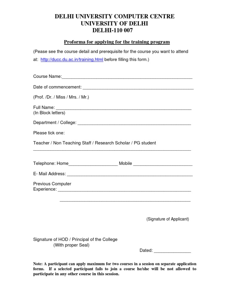 Training Form | PDF