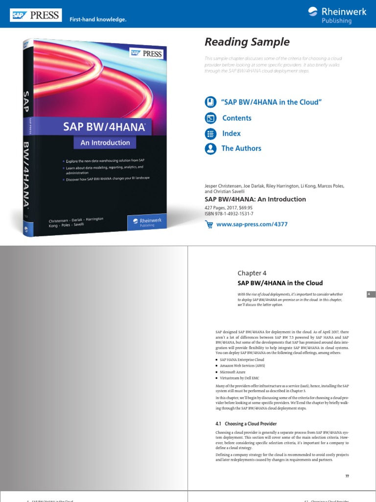 Sappress - SAP - BW4 HANA An - Introduction (Sample) PDF | PDF | Cloud ...
