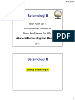 Bahan Kuliah Seismologi II - Seri - 1 PDF