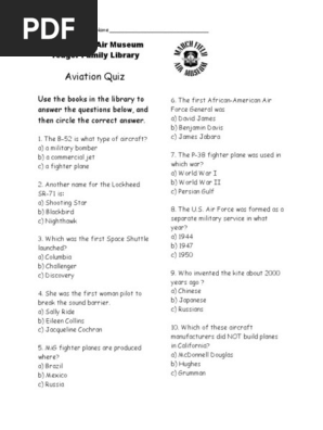 Library Aviation Quiz Pdf Fighter Aircraft Military Aviation