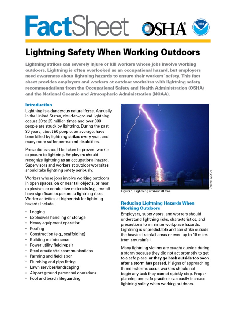 OSHA FS3863 Lightning Safety 052016 PDF Occupational Safety And