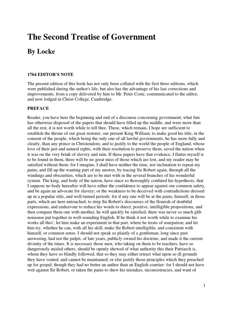 The Second Treatise of Government by Locke PDF Crime &