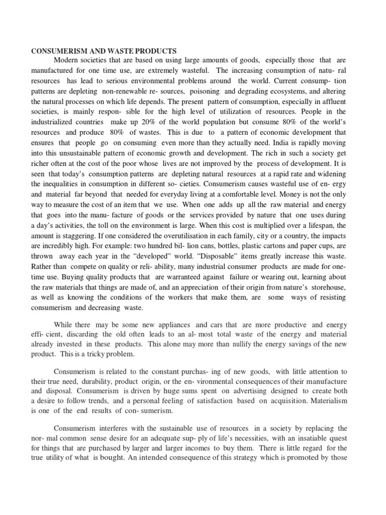 Consumerism and waste products essay picture