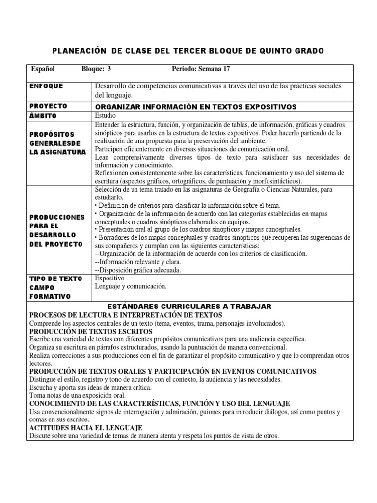 BLOQUE 3 Quinto Grado Planeacion Para Imprimir Fracción (Matemáticas
