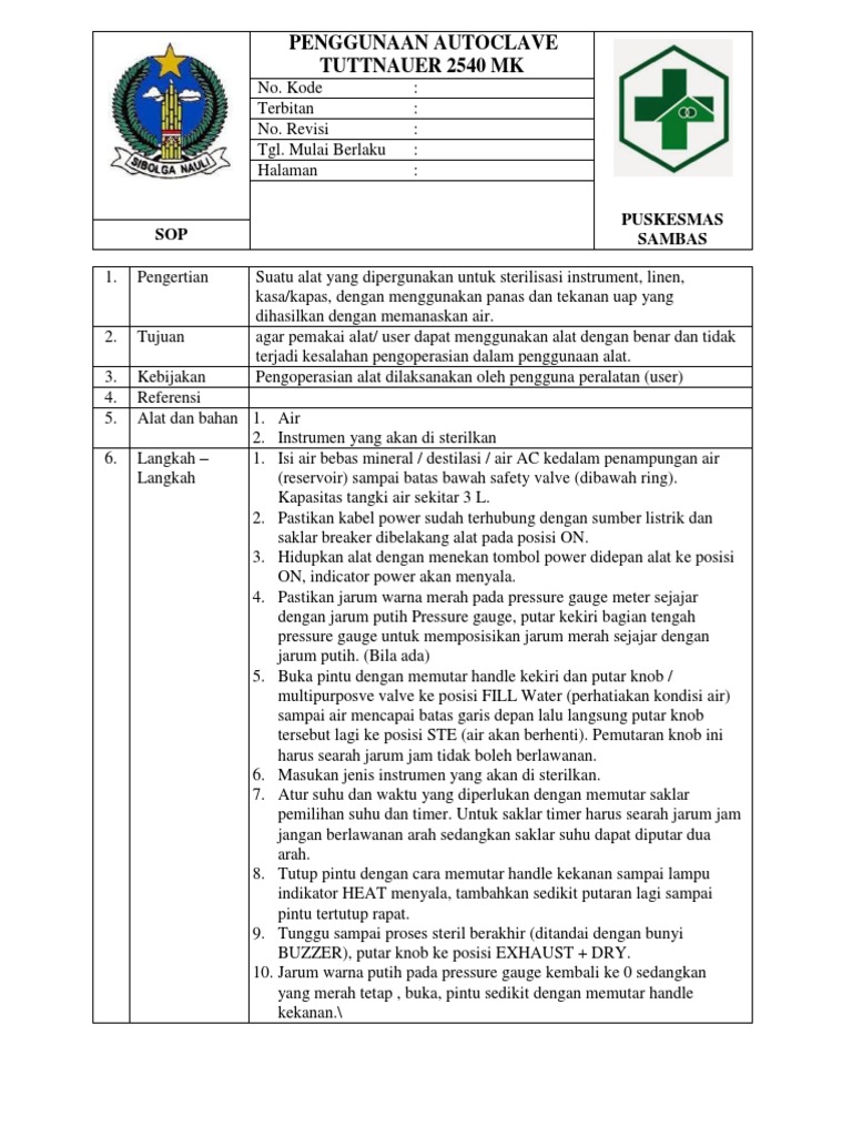 SOP Autoclave PDF