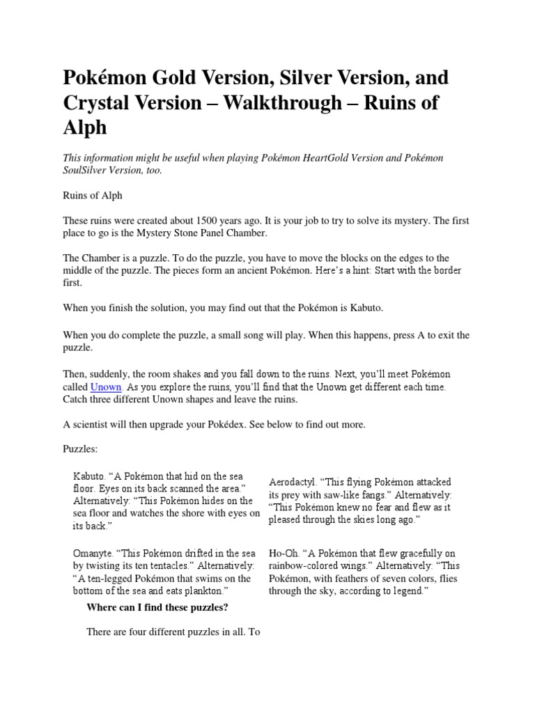 Pokemon Gold Walkthrough Nintendo Franchises Pokemon