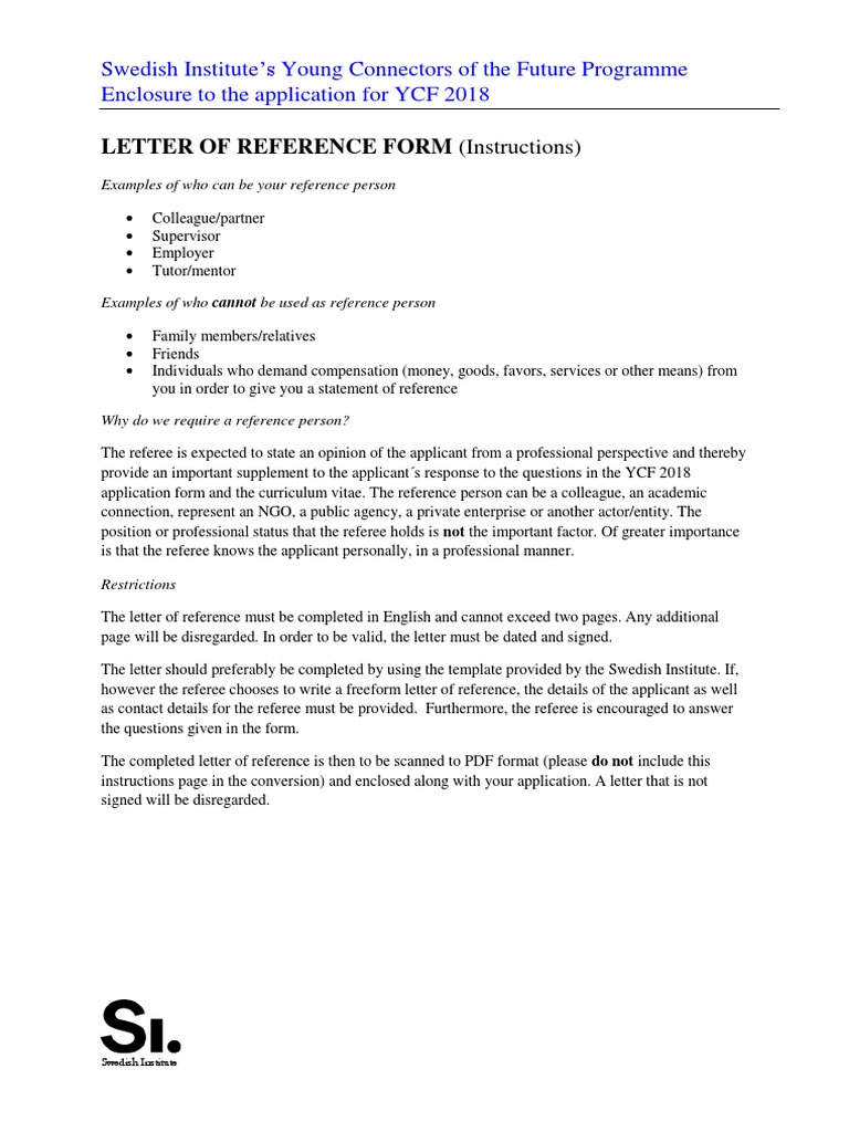 Letter of Reference Ycf 2018 | PDF | Behavior Modification ...