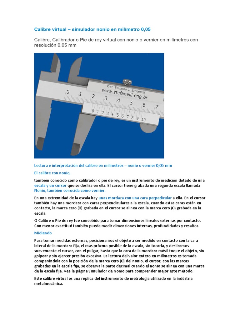 tinción Frontera Teórico Calibre Virtual | PDF | Instrumento de medición | Longitud