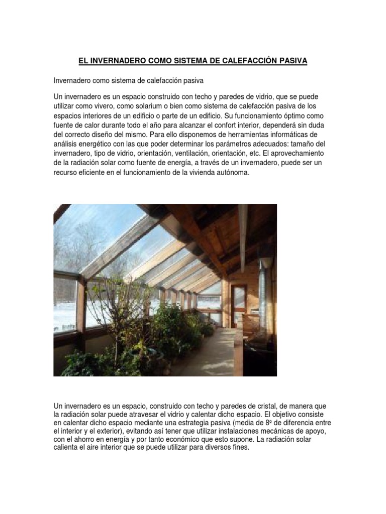 Invernadero: Calefacción Pasiva Eficiente | PDF | Invernadero | Luz de sol, image size:768x1024