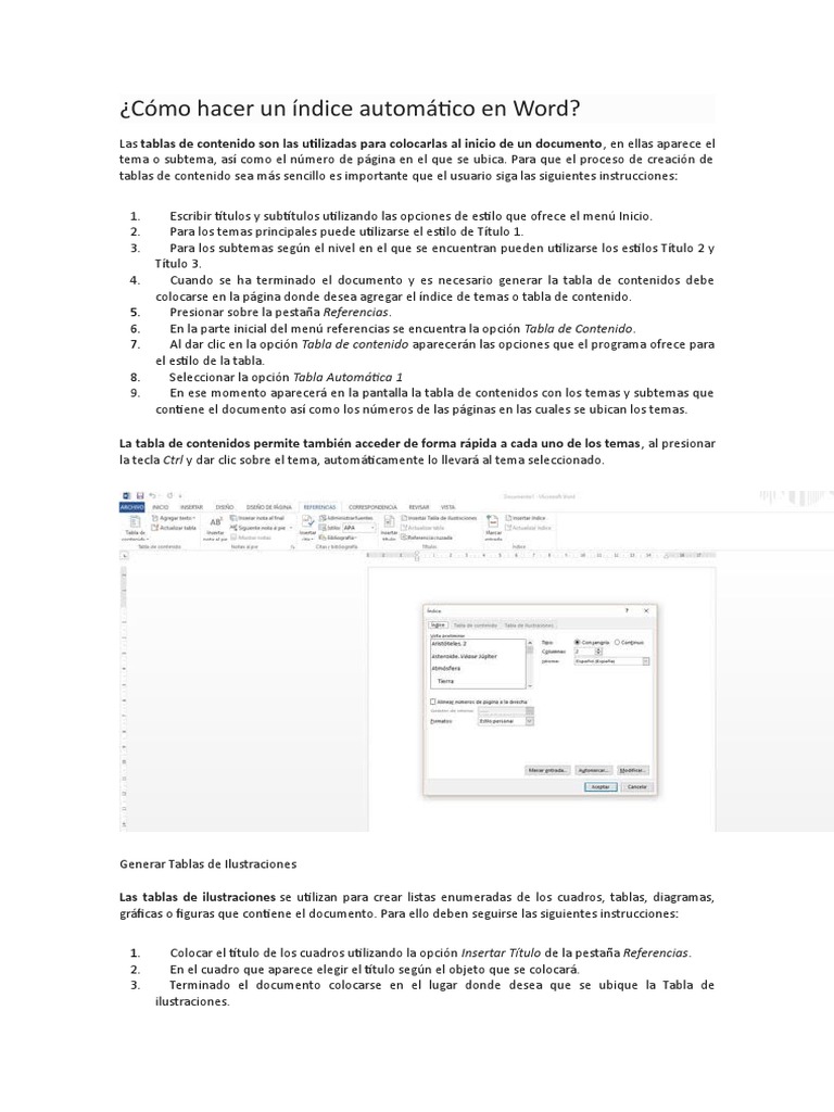 Cómo Hacer Un Índice Automático en Word