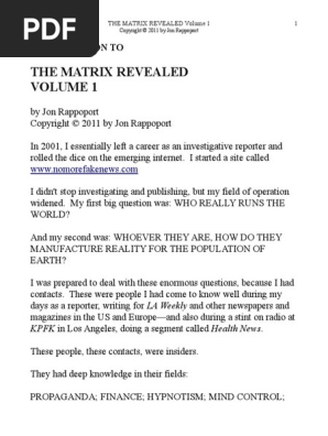 The Matrix Revealed Jon Rappoport Free Download