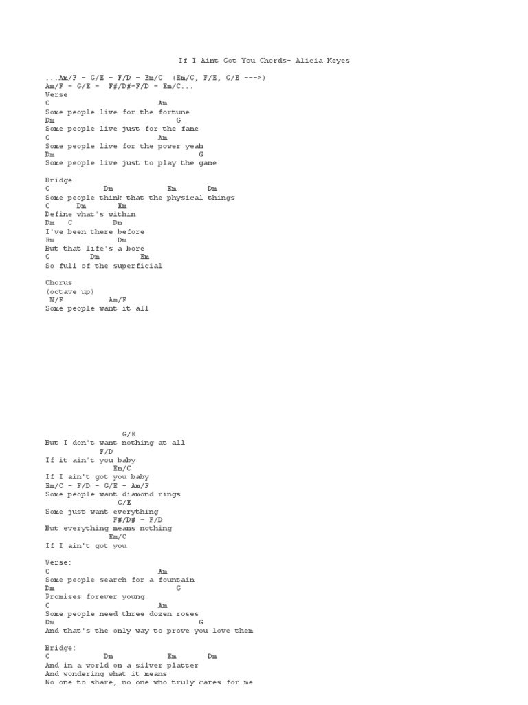 If I Aint Got You Chords Pdf