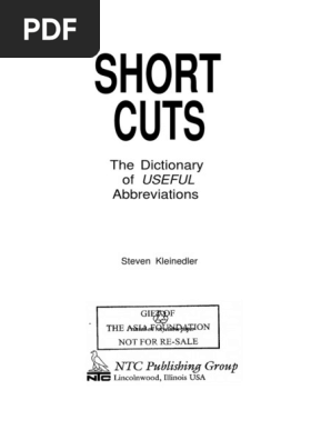 Short Cuts The Dictionary Of Useful Abbreviations Pdf Acronym - 
