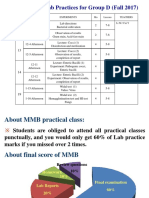 Schedule of Lab Practices For Group D (Fall 2017) : WK Date Experiments Hrs Lessons Teachers Lim/Cuiy