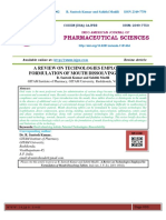 A Review On Technologies Employed in Formulation of Mouth Dissolving Tablets