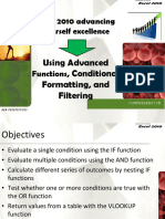 Excel 2010 advanced functions, conditional formatting, and filtering