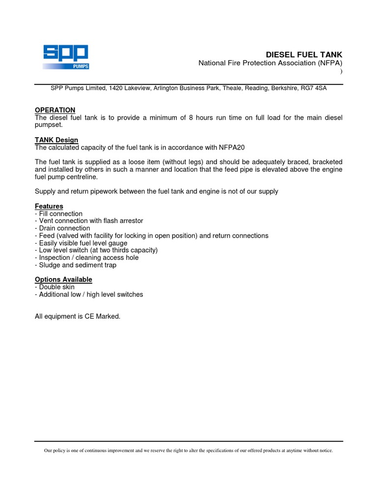 NFPA Guidelines for Diesel Fuel Tanks | PDF