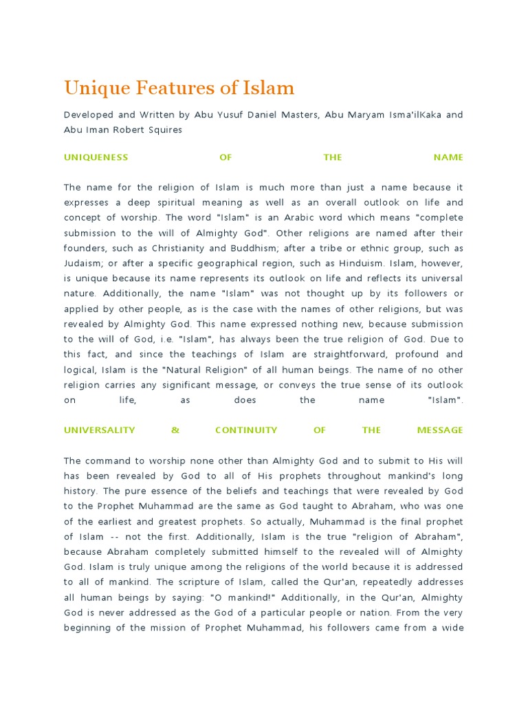 unique-features-of-islam-pdf-god-in-islam-quran