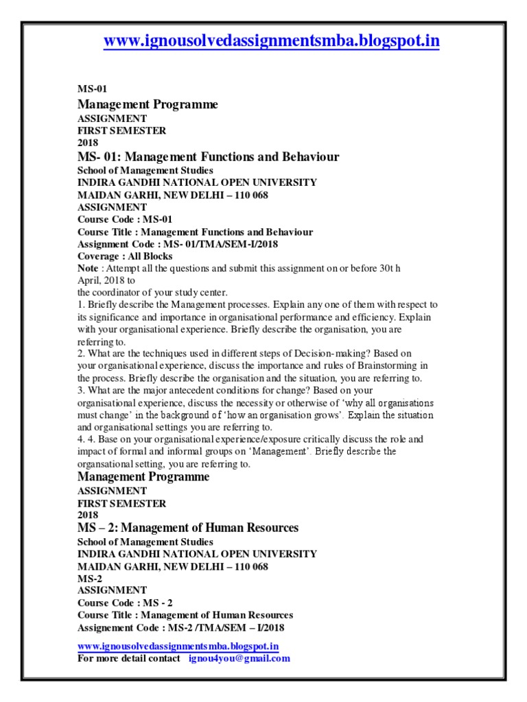 IGNOU MBA Solved Assignments 2018 | PDF | Strategic Management | Sales