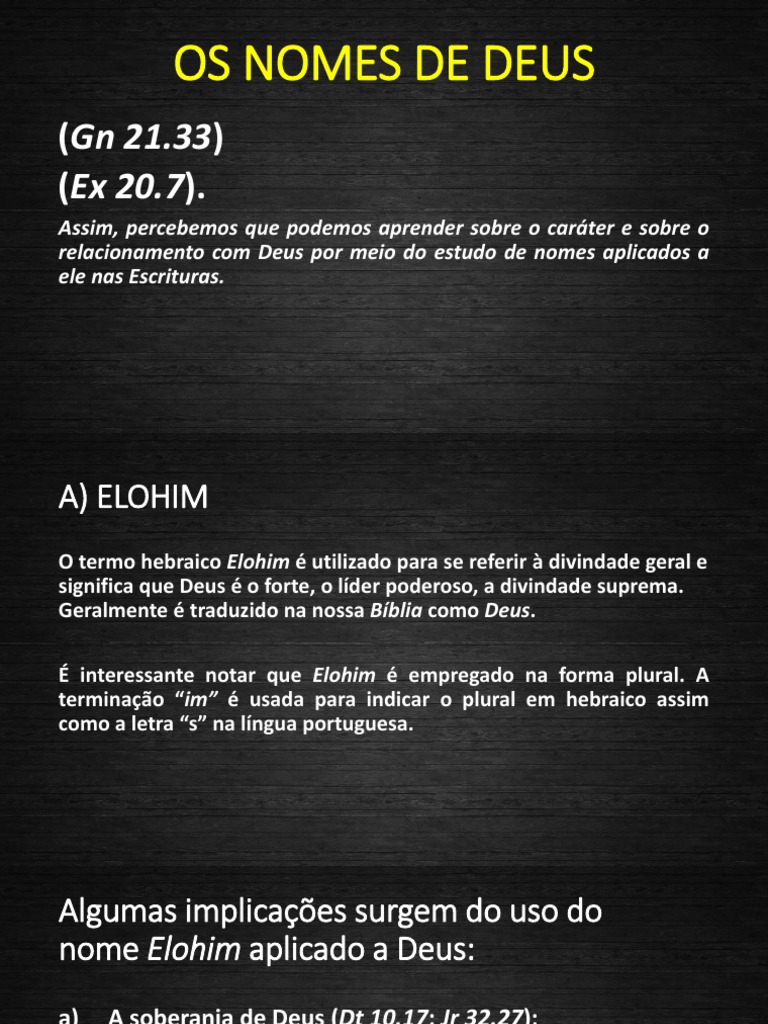 O Que Significa Elohim Na Bíblia, PDF, Deus