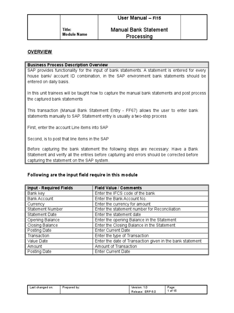Manual Bank Statement Processing Guide | PDF | Menu (Computing ...