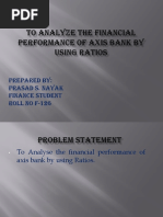 To Analyze The Financial Performance of Axis Bank by Using Ratios