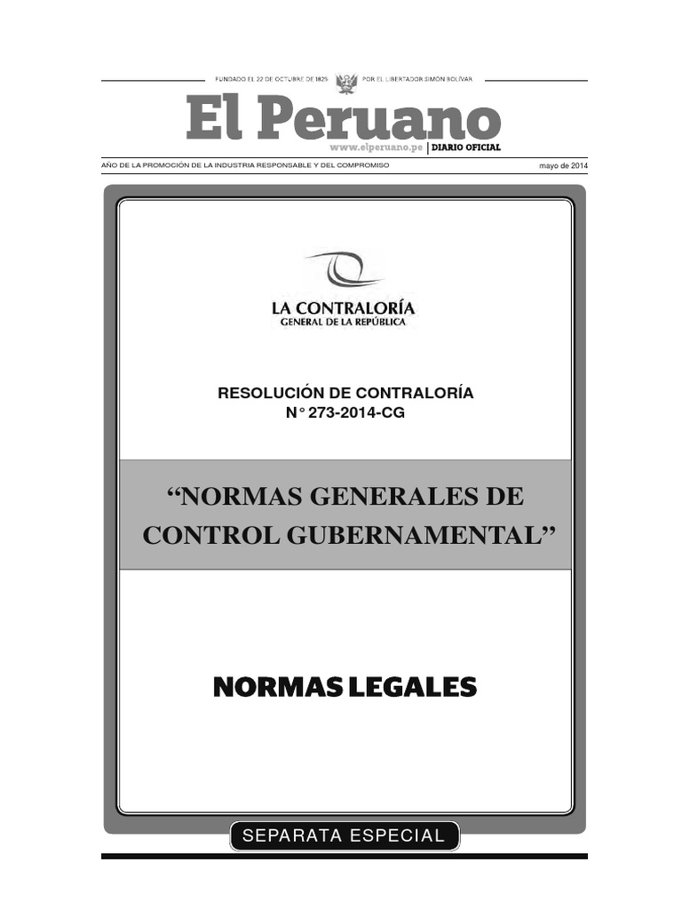 Normas Generales de Control Gubernamental PDF | PDF