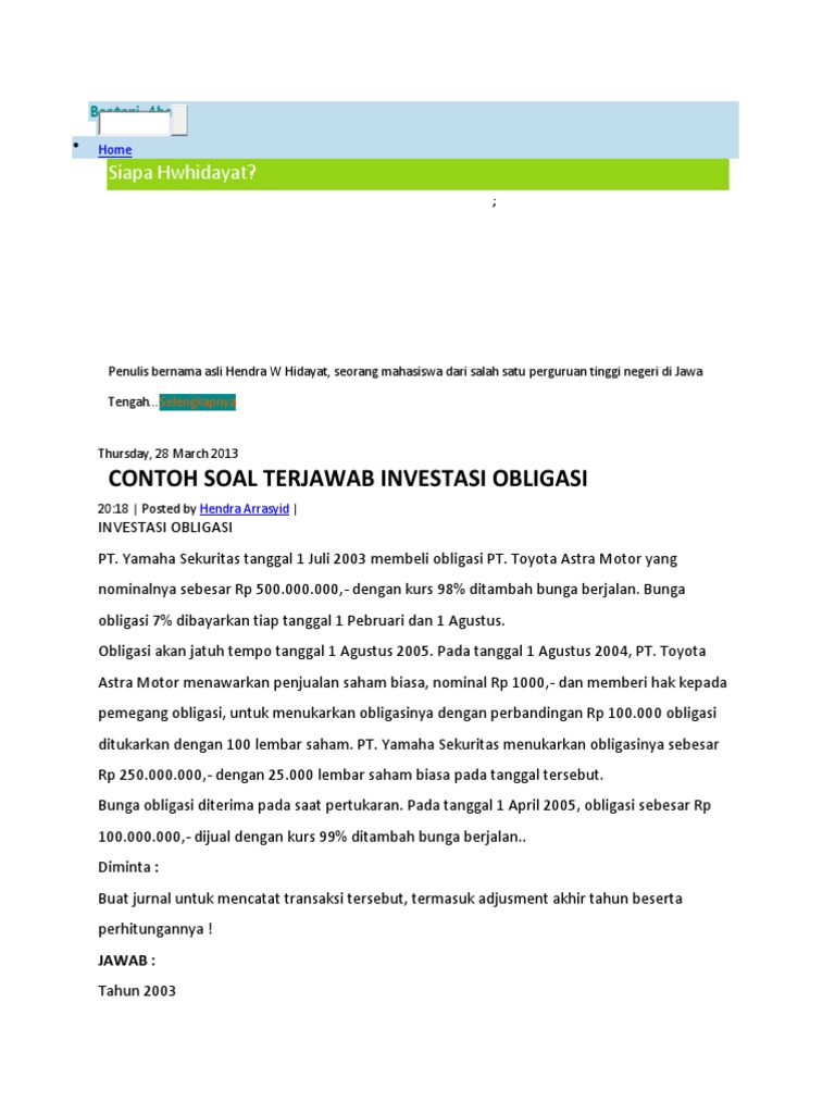 Soal Essay Tentang Obligasi Download File Guru