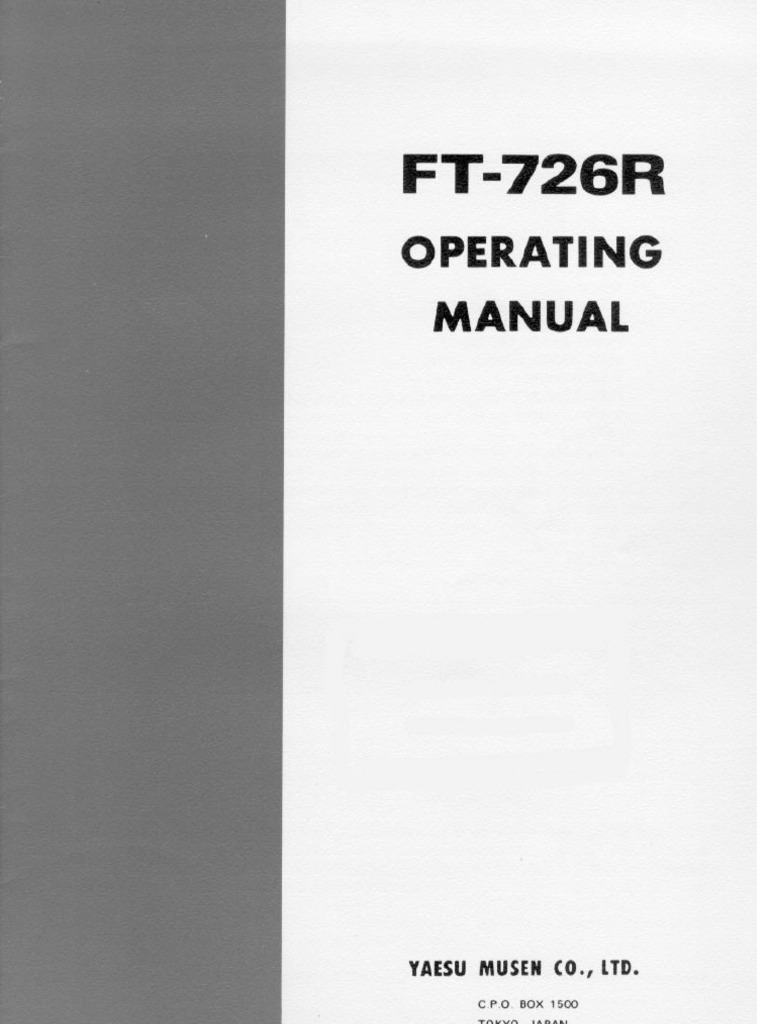 Yaesu FT-726R Operating Manual | PDF