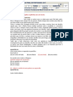 AVALIAÇÃO FINAL DE PORTUGUÊS 5° Ano