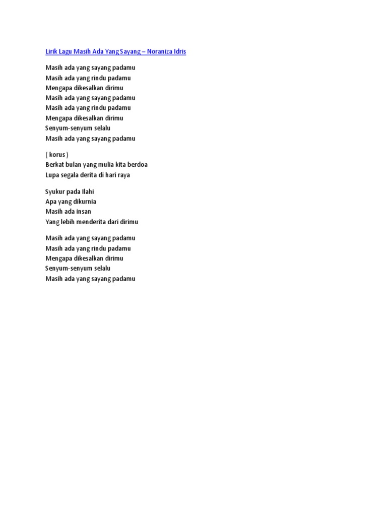 Lirik Lagu Masih Ada Yang Sayang Pdf