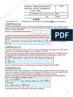 Colégio Pedro II - Nota de Matemática II com 13 quadrados e doses crescentes