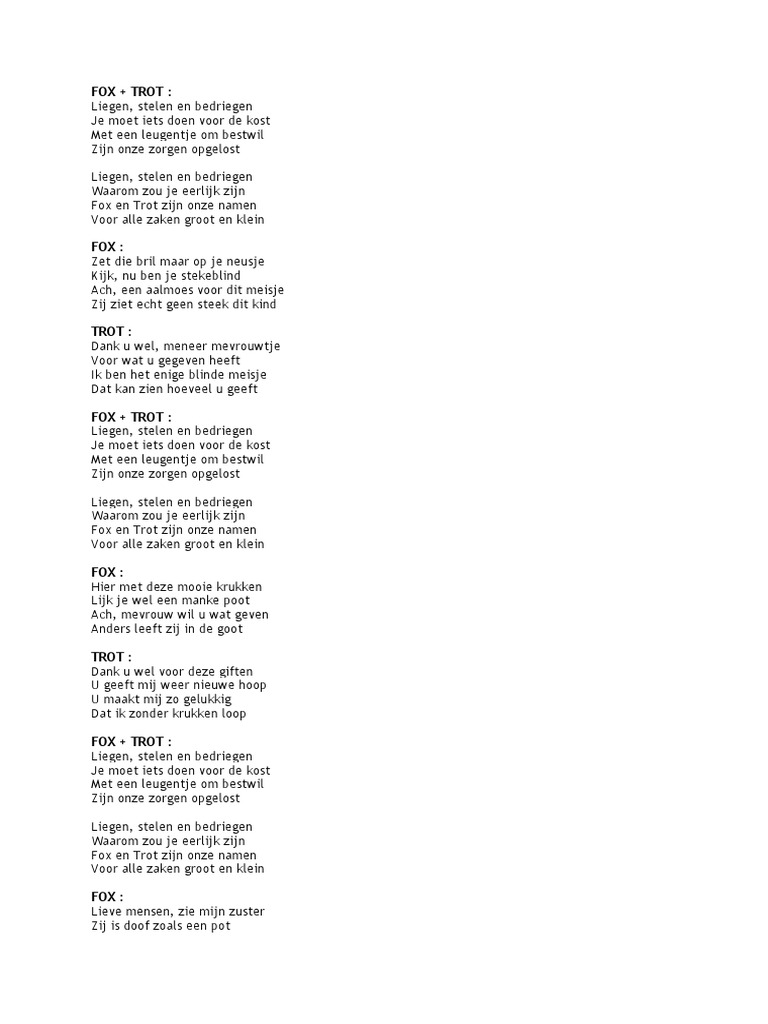 Liegen Stelen en Bedriegen Tekst PDF