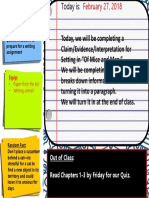 Out of Class: Read Chapters 1-3 by Friday For Our Quiz.: Identify The Course Goals and Their Significance To You