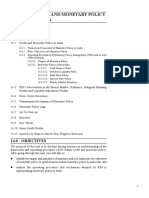 Unit 14 Credit and Monetary Policy in India: Structure