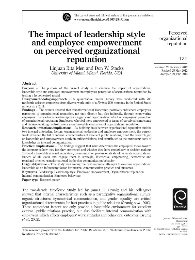 Leadership Style and Employee Empowerment Impact | PDF ...