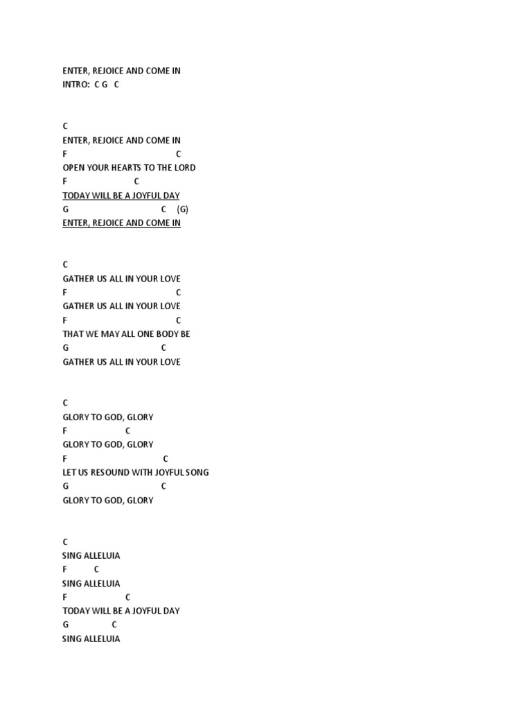 Enter, Rejoice and Come In Lyrics | PDF | Worship