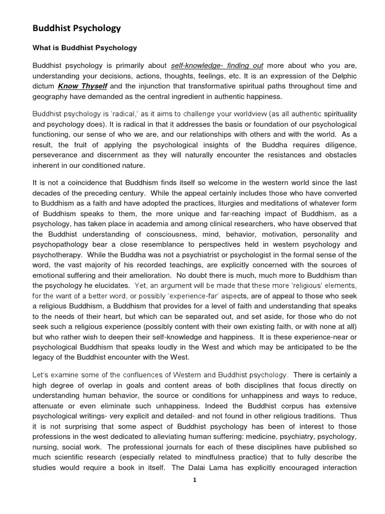 Buddhist Psychology Pdf Mind Perception
