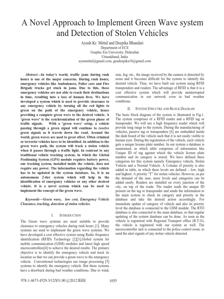 A Novel Approach To Implement Green Wave PDF | PDF | Radio Frequency ...