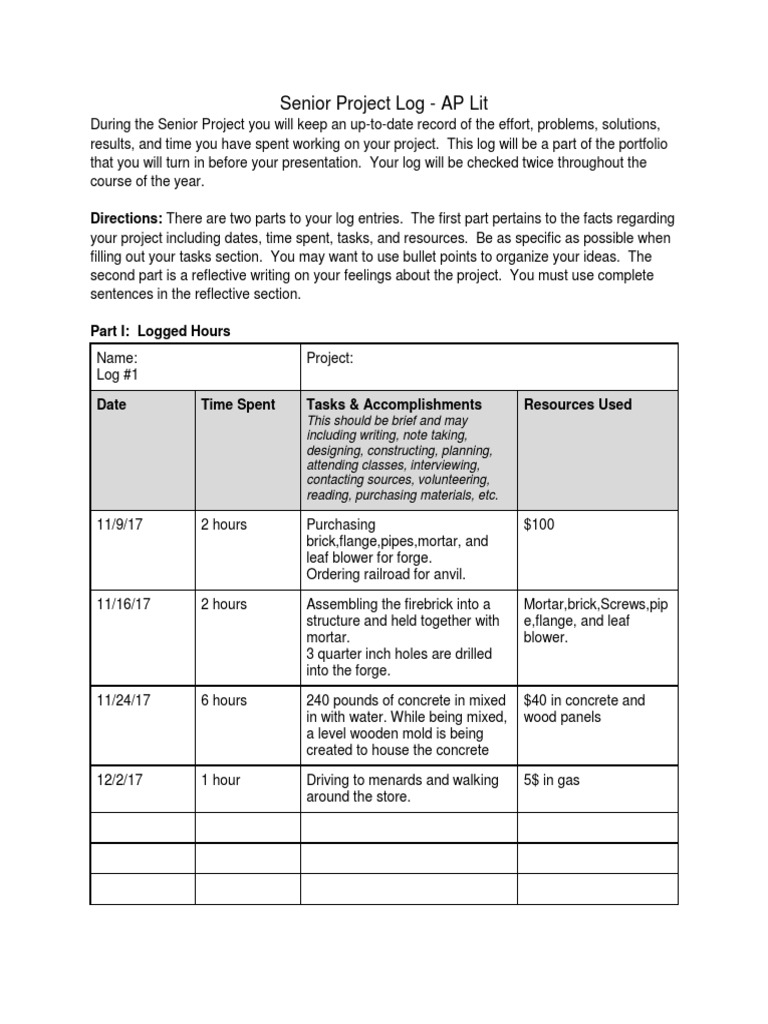 Senior Project Log 1 | PDF | Forge