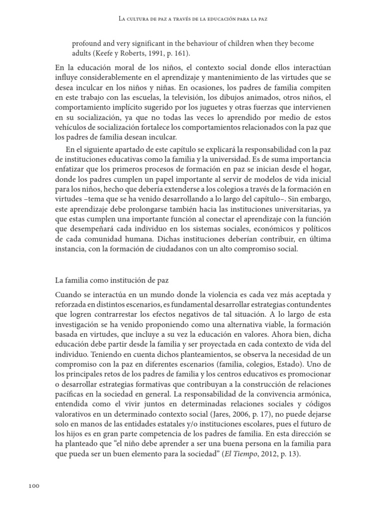 Educación para la Paz en Familias y Escuelas | PDF | Familia | Violencia