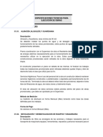 Especificaciones Tecnicas para Ejecucion de Obras