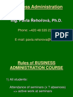 Business Administration: Ing. Pavla Řehořová, PH.D