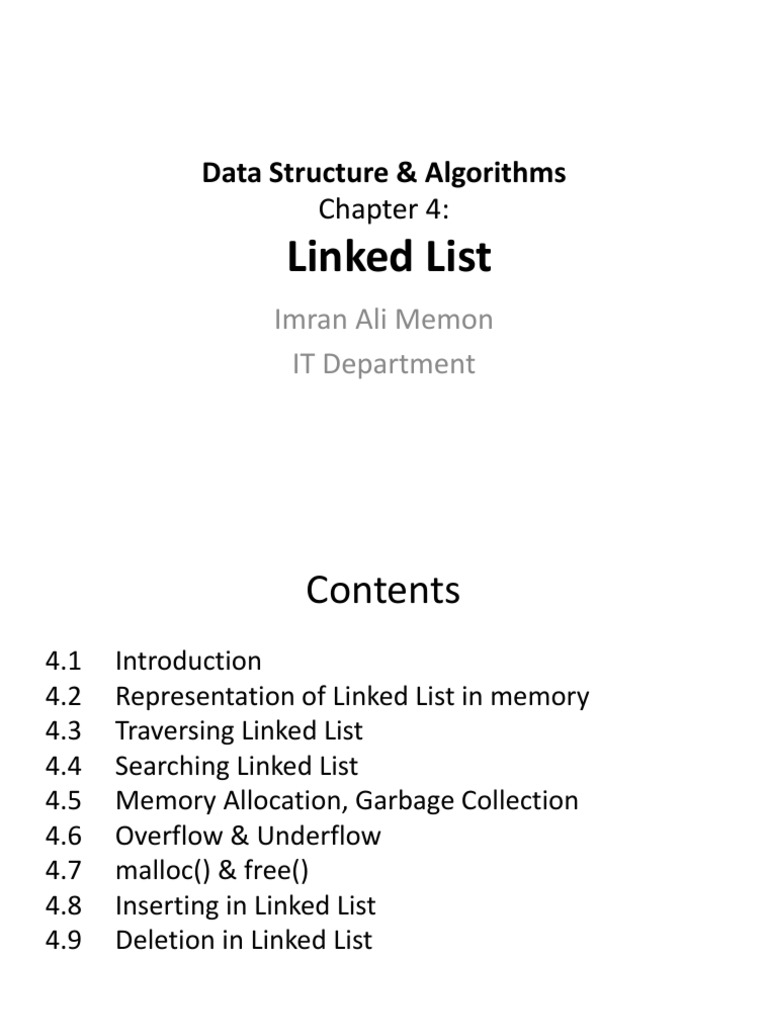 Linked List: Data Structure & Algorithms | Download Free PDF | Areas Of ...